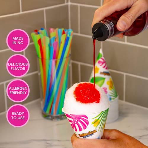 Allergy-Friendly Hawaiian Shaved Ice Syrup Kit, 3 Flavors, Cups, Straws, Spouts