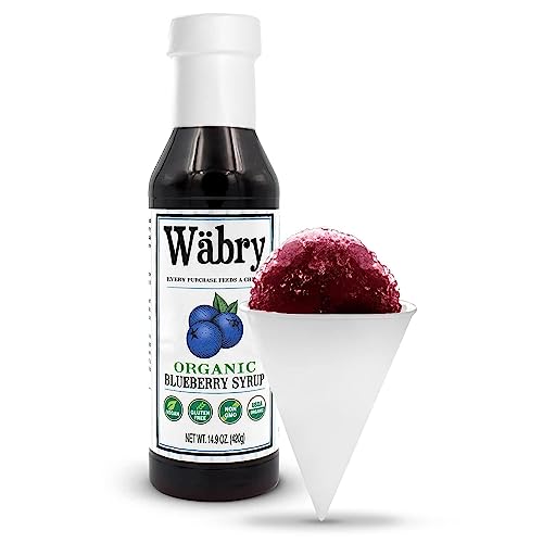 Blueberry Syrup for Snow Cones, Desserts & Drinks - 14.9oz (420g), Natural & Organic Flavor, Non-GMO & Vegan, 12 Servings Per Bottle