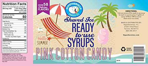 Pink Cotton Candy Hawaiian Snow Cone Syrup - Ready to Use Gallon - 100% Pure Cane Sugar