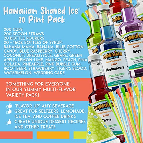 Allergy-Friendly Hawaiian Shaved Ice Kit with 20 Flavors for Parties